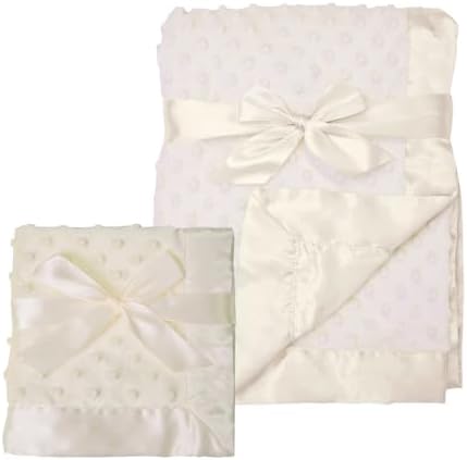 American Baby Company Heavenly Soft Chenille Blanket Set, Receiving Blanket (30" x 40") & Security Blanket (14" x 14"), Warm and Cozy, Cream, for Boys and Girls