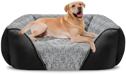 INVENHO XX-Large Dog Bed Rectangle Washable Orthopedic Soft Calming Sleeping Durable Pet Cuddler with Anti-Slip Bottom