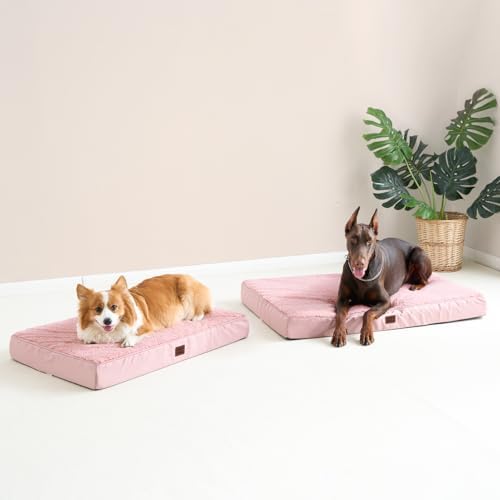 EHEYCIGA Orthopedic Dog Bed Large with Removable Washable Cover, 44IN Pink