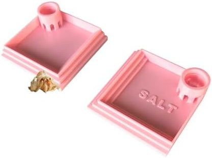 Pack of 2 Self-Refilling Hermit Crab Pools with Salt Marking – 110x110mm （4.5x4.5 in） Hermit Crab Water Bowl, Dishes Ideal for Small Pets – Easy to Use, Durable & Tip-Proof Dish (Cherry Blossom Pink)