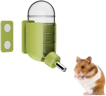 Hamster Water Bottle with Magnetic Holder, Freestanding Water Bottle for Glass Tanks, Suitable for Syrian Dwarf Hamsters Gerbils Mice Rats Degus (Green, 4 oz (Magnetic-Mounted))