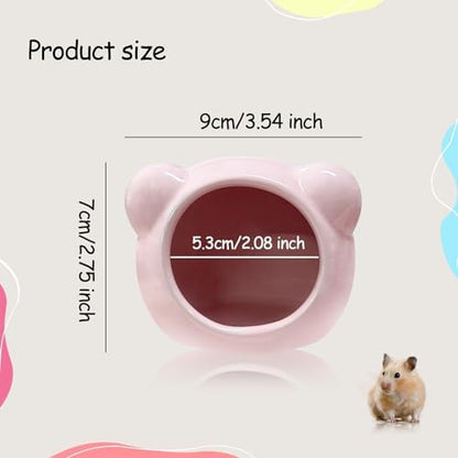 Ceramic Hamster House, Cute Animal Shaped Hamster Cave, Summer Cool Small Animal Hideout Habitat Decor for Dwarf Hamsters (Pink)