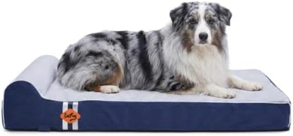 Laifug Orthopedic Memory Foam Extra Large Dog Bed with Pillow and Durable Water Proof Liner & Removable Washable Cover & Smart Design (Large (40"x25"x5.5"), Slate Blue)