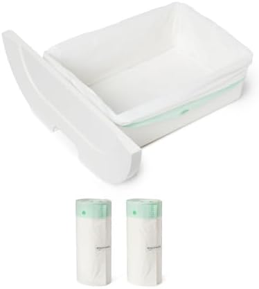 Amazon Basics Self-Cleaning Cat Litter Box Refill Liners with Drawstring, 26.14 x 15.75 Inches, 40-Count (2 Rolls of 20), for Smart Litter Boxes