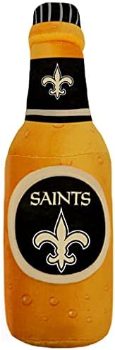 NFL New Orleans Saints Beer Bottle Plush Dog & CAT Squeak Toy - Cutest Stadium SODA Bottle Snack Plush Toy for Dogs & Cats with Inner Squeaker & Beautiful Football Team Name/Logo