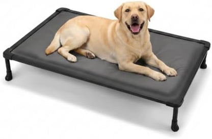 Veehoo Chew Proof Elevated Dog Bed, Padded Indestructible Raised Dog Cot