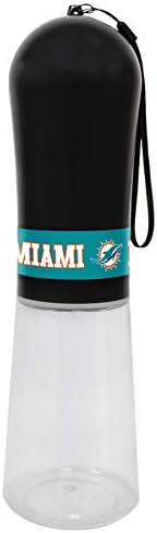 Pets First Dog Water Bottle. NFL Miami Dolphins PET Water Bottle. Best Cat Water Bottle. Water Fountain Dispenser for Dogs & Cats., Black, 13.5oz (DOL-3344)