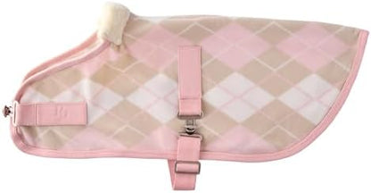 Pet Passion Preston II - The Polar Fleece Coat, Recycled Polar Fleece Warm Dog Jacket for Cold Weather for Small, Medium, Large Dogs, Pink Argyle, Small (10-25 lbs)