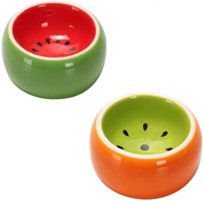 Hamiledyi 2PCS Hamster Bowl Ceramic Food Water Feeding Dish for Dwarf Syrian Hamsters Gerbils Rats Mice Sugar Glider