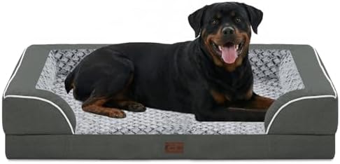 Orthopedic Dog Bed for Extra Large Dogs, Dark Grey, 48x30in