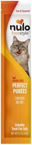 Nulo Freestyle Lickable Cat Treats - Perfect Purées Chicken Recipe, Squeezable Grain-Free Wet Cat Food Topper, High Moisture for Hydration, 0.5oz Tubes (Pack of 48)