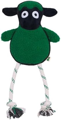 Green Sheep Rope Toy for Dogs, Durable Plush Dog Chew Toy with Squeaker, Interactive Pet Toy for Small Medium Large Dogs, Tough Recycle Cotton Rope & PP Cotton Stuffing