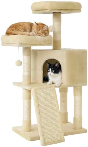 SONGMICS HOME Cat Tree, Scratching Ramp, Multi-Level Cat Condo