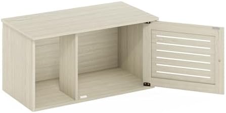 Furinno PELI Farmhouse Style Cat Litter Box Enclosure, White Wash
