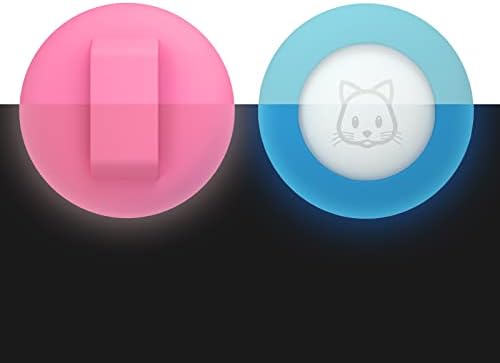 2022 AirTag Cat Collar Holder, Small AirTag Compatible, 2Pack Waterproof Case Cover for Pet Collar Within 3/8 inch (Luminous Pink&Luminous Blue)