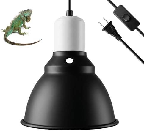 Reptile Light Fixture, 5.5 Inch Shallow Dome Light Fixture for UVA/UVB Heat Lamp, Reptile Heat Basking Bulb, Optical Reflection Heat Lamp Fixture Cover for Reptile Glass Tank Terrariums