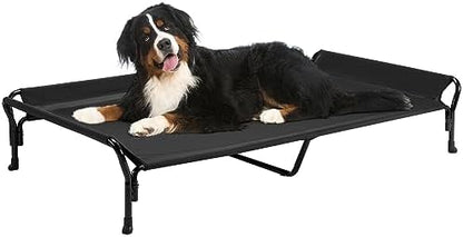 Veehoo Cooling Elevated Dog Bed, Raised Dog Cot with Guardrail & Headrest