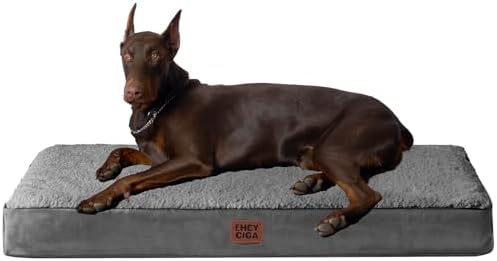 EHEYCIGA Orthopedic Dog Bed Large with Removable Washable Cover, 47IN Grey