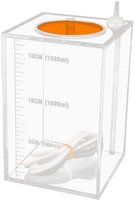Aquarium Choice Acryli Made Liquid Storage Bucket Dosing Pump Reservoir Container (4.25 * 4.25 * 6.5 Inch;1500ml/1.5L（Orange Version)