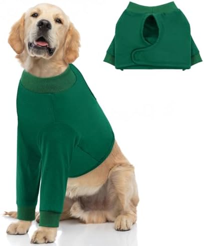 Queenmore Dog Recovery Suit for Front Legs, Adjustable Dog Leg Sleeves to Stop Licking, Breathable Recovery Sleeve for Large Breeds, Wound Care for Pets, Green, L