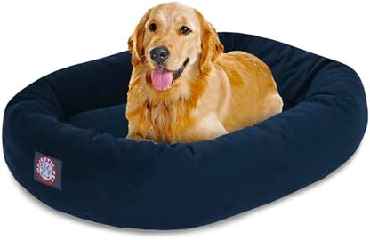 Majestic Pet Suede Calming Dog Bed, 40 Inch Large, Round, Washable, Navy