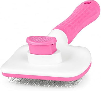 Generic Pink Cat grooming brush, Pet hair brush with Massage Particles, Self Cleaning Dematting Comb for Dogs and Cats, Easy to Use, Ergonomic Handle Design