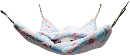 ISMARTEN Small Animal Hanging Hammock, Pet Hanging Nap Sack Sleep Bag Bed, Cage Hammock Beds for Ferret Guinea-Pig Sugar Glider Hamster Rat Mice Chinchilla Flying Gerbil and Squirrel (Pink)