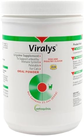 Vetoquinol Viralys - Lysine Supplement for Cats & Kittens - Supports Eye Wellness, Respiratory Health & Immune Strength - Flavored Oral Powder for Easy Feeding & Daily Use - 600 Grams