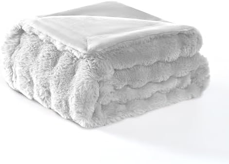 Modern Threads Water-Resistant Faux Rabbit Fur Pet Blanket for Dogs & Cats – Ultra-Soft Couch, Bed & Crate Protector, 50x60 Light Grey