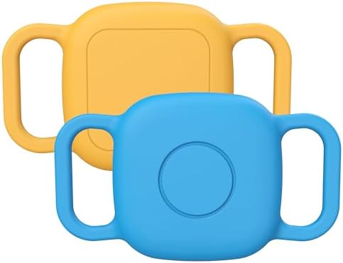 Waterproof Dog Collar Holder Case for Tile Mate 2024/2022 Tracker, 2 Pack Anti Lost Soft Silicone Case for cat pet Necklace, Protective Cover Accessories for Tile Tracker (Blue/Orange)