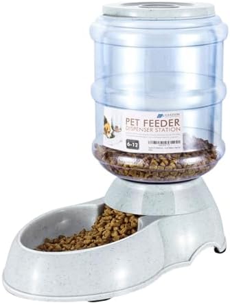 Flexzion Gravity Pet Feeder, Dog and Cat Food Dispenser, 1-Gallon Capacity