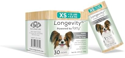 Yummy Combs Longevity15 – C15:0 – Fatty Acid Health Supplement for Dogs – Healthy Pet Supplies – for Extra Small Dogs, 1 Pack