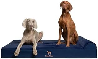 NOAH & PAW Giant Dog Bed XXL 55x45x9.5 Inch, Orthopedic Dog Beds, Eggshell Memory Foam Infused with Cooling Gel, Water Resistant, Machine Washable, Includes Inner Cover (Denim Collection)