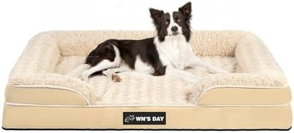 Orthopedic Dog Beds for Large Dogs, Memory Foam Dog Bed, Dog Sofa(Beige, L)