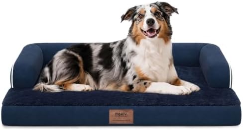MEKIY Orthopedic Washable Dog Bed with Bolster for Large Sized Dogs