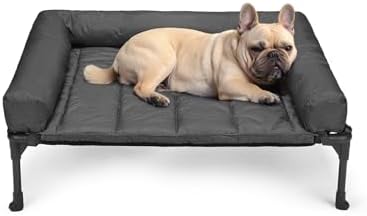 Veehoo Outdoor Elevated Dog Bed with Waterproof Bolster Cushion, Cooling
