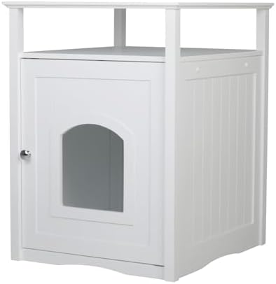 Merry Pet Cat Washroom Litter Box Cover/Night Stand Pet House, Glossy White
