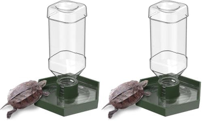Pawfly Water Dispenser, Tortoise Water Dish, Snake Bearded Dragon Water Bowl, Reptile Terrarium Automatic Water Feeder Dispenser for Turtle Gecko Lizard and Chameleon, Small (Pack of 2)