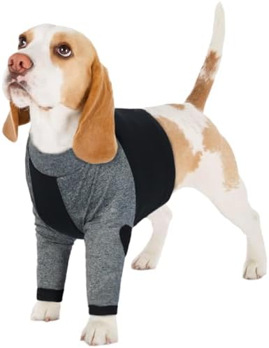 Lelepet Dog Recovery Suit for Front Legs Dog Sleeve to Stop Licking Black S