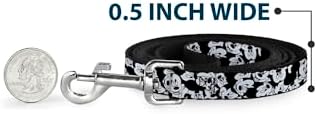 Buckle-Down Pet Leash - Mickey Mouse Expressions Stacked White/Black - 4 Feet Long - 1" Wide