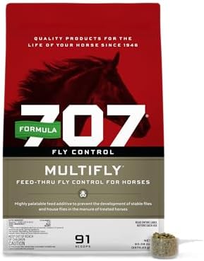 Formula 707 MultiFly Feed-Thru Fly Control Pellets for Horses - Palatable & Safe Fly Population Reduction (5 lb Bag - 91 Servings)