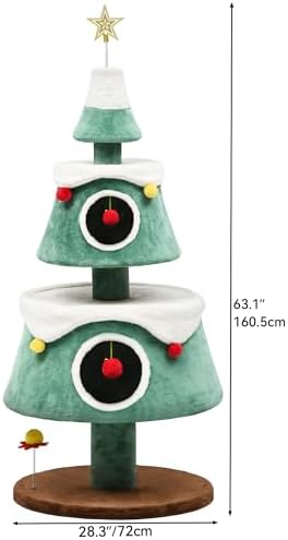 DWVO 63" Christmas Cat Tree with 2-Storey House