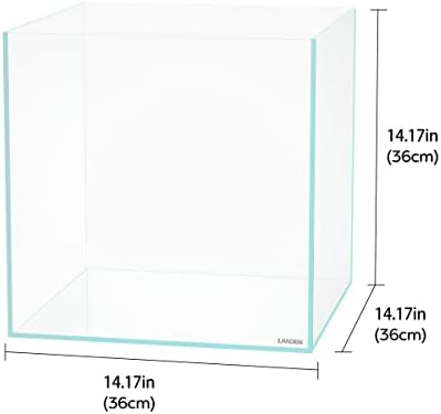 LANDEN Aquarium Cube 11.5 Gallon Ultra Clear Glass Rimless Fish Tank 36C