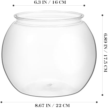 Plastic Clear Fish Bowl, Round Goldfish Betta Fish Tank, Desktop Bubble Bowl Plant Vase Pot for Fish Aquarium, Home Wedding Holiday Party Decor (1 Gallon, 8.6"x6.3") (Pack of 2)