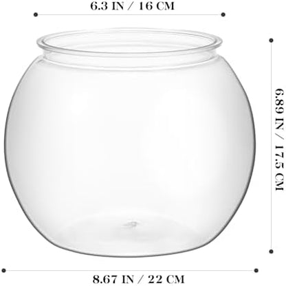 Plastic Clear Fish Bowl, Round Goldfish Betta Fish Tank, Desktop Bubble Bowl Plant Vase Pot for Fish Aquarium, Home Wedding Holiday Party Decor (1 Gallon, 8.6"x6.3") (Pack of 2)