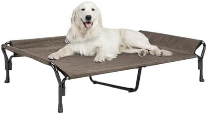 Veehoo Cooling Elevated Dog Bed, Raised Dog Cot with Guardrail & Headrest
