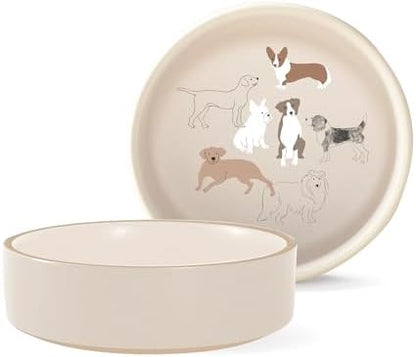 Fringe Studio Pencil Dogs Medium Stoneware Pet Bowl, PetShop Collection (479105)