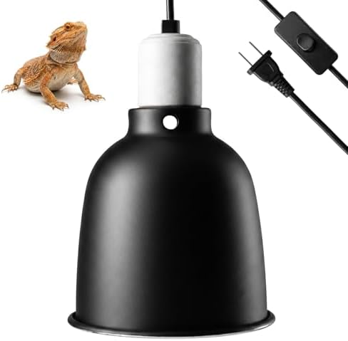 Reptile Light Fixture, 5.5 Inch Deep Dome Light Fixture for UVA/UVB Heat Lamp, Reptile Heat Basking Bulb, Optical Reflection Heat Lamp Fixture Cover for Reptile Glass Tank Terrariums