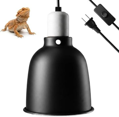 Reptile Light Fixture, 5.5 Inch Deep Dome Light Fixture for UVA/UVB Heat Lamp, Reptile Heat Basking Bulb, Optical Reflection Heat Lamp Fixture Cover for Reptile Glass Tank Terrariums
