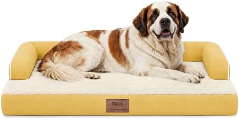 MEKIY Orthopedic Waterproof Jumbo Dog Bed with Bolster for Extra Large Dogs
